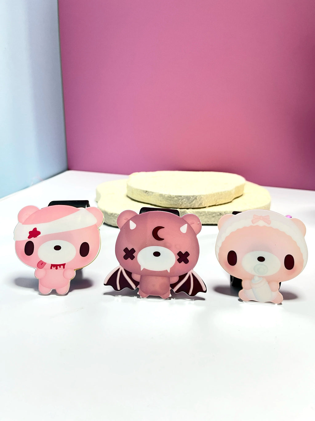 Cute Pink Bear Car Headrest Hooks - Back Seat Storage Organizer for Purse Bag & Trash - Universal Vehicle Accessories