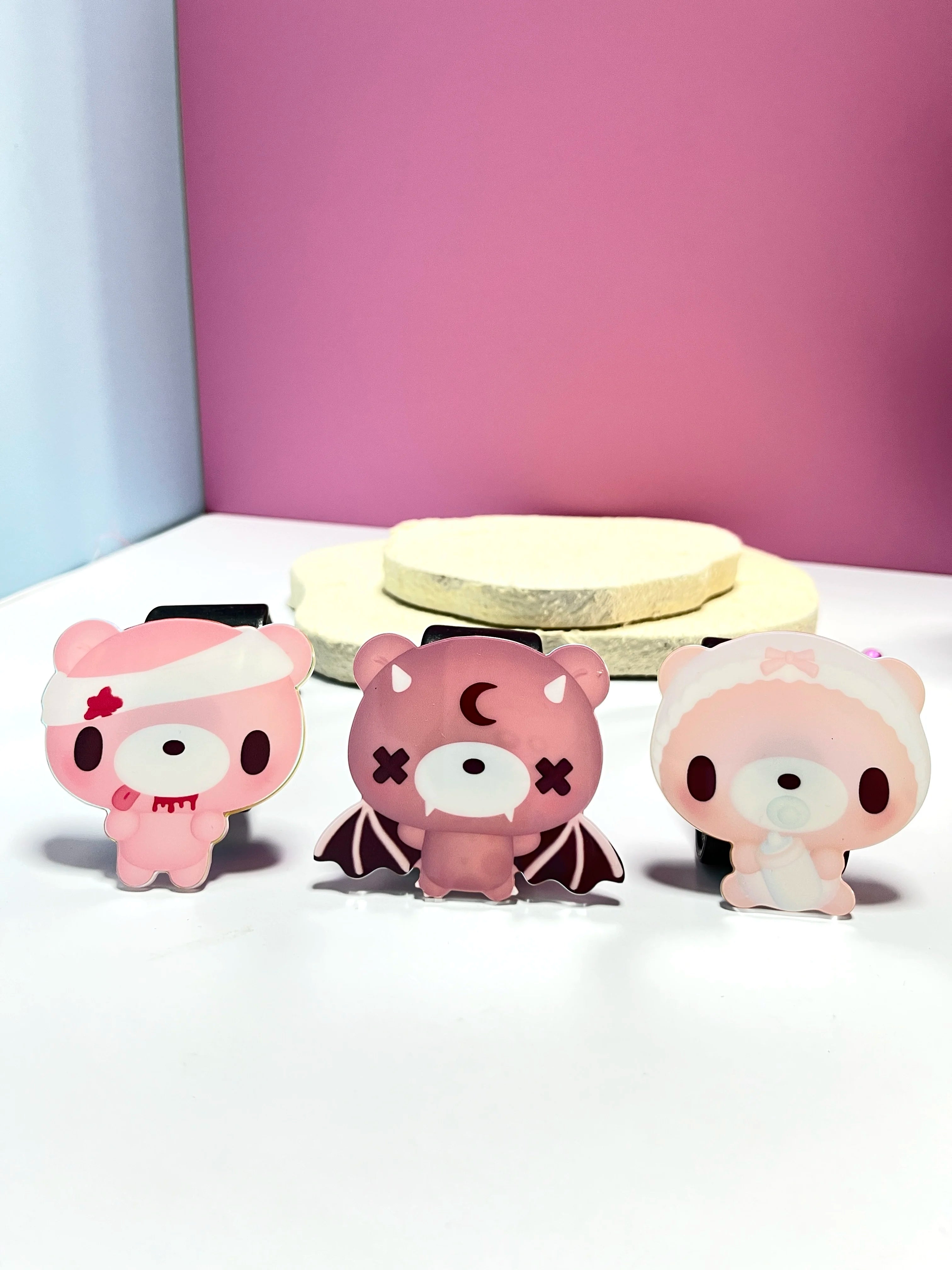 Cute Pink Bear Car Headrest Hooks - Back Seat Storage Organizer for Purse Bag & Trash - Universal Vehicle Accessories