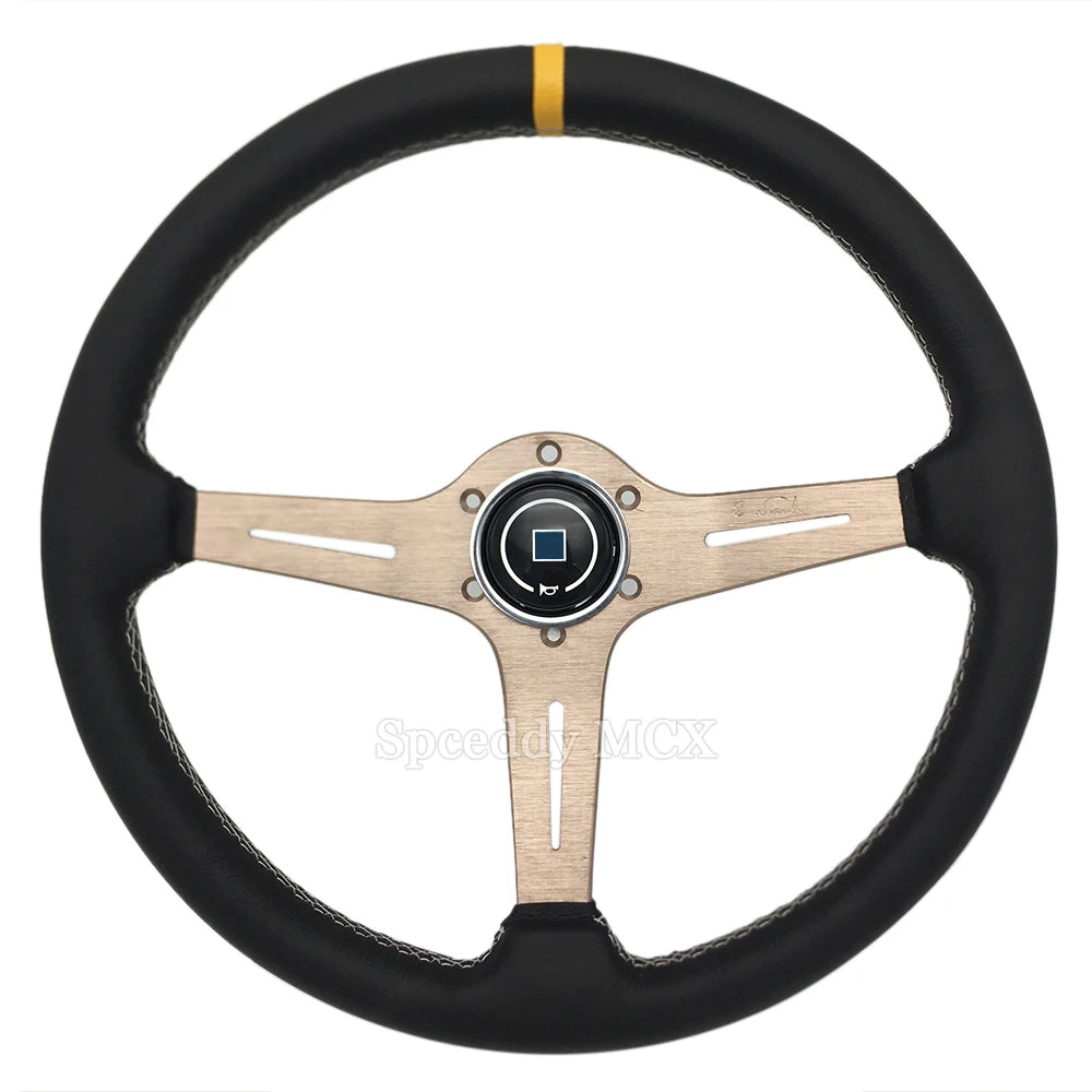 Classic Leather Racing Steering Wheel – 15" Universal