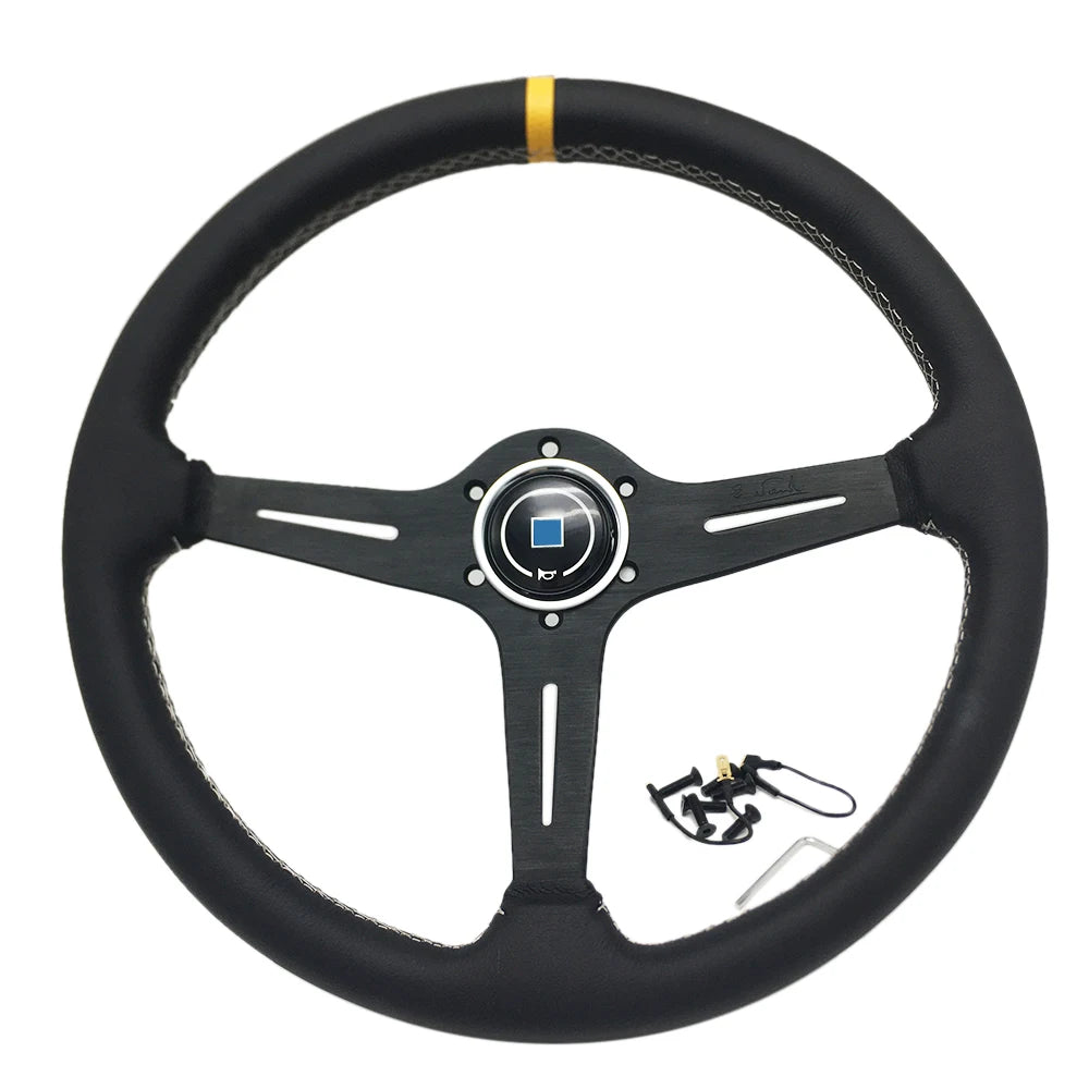 Classic Leather Racing Steering Wheel – 15" Universal