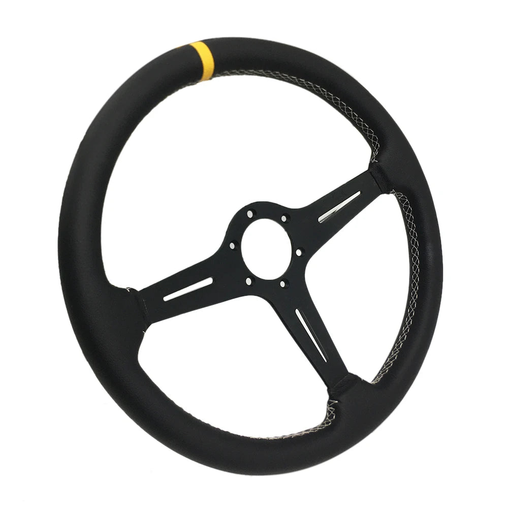 Classic Leather Racing Steering Wheel – 15" Universal
