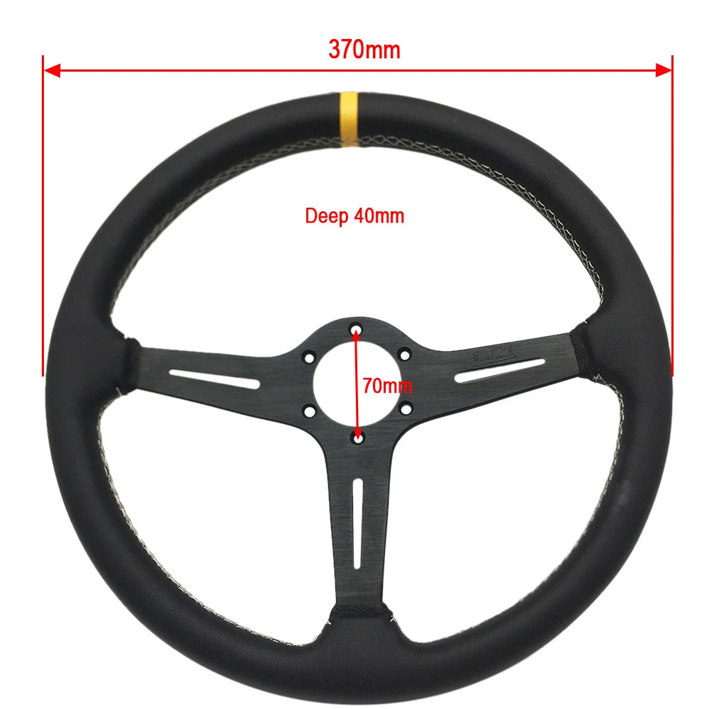 Classic Leather Racing Steering Wheel – 15" Universal