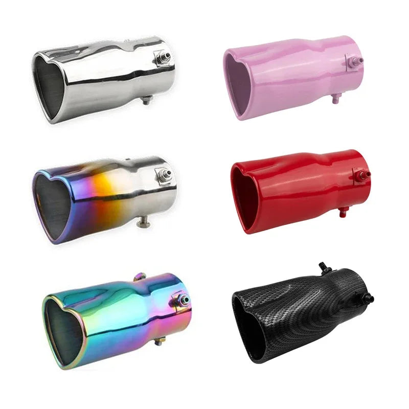 1PCS Universal stainless steel Heart shaped tail throat 63mm/2.5'' tail pipe muffler Car Muffler Tail Throat Modification
