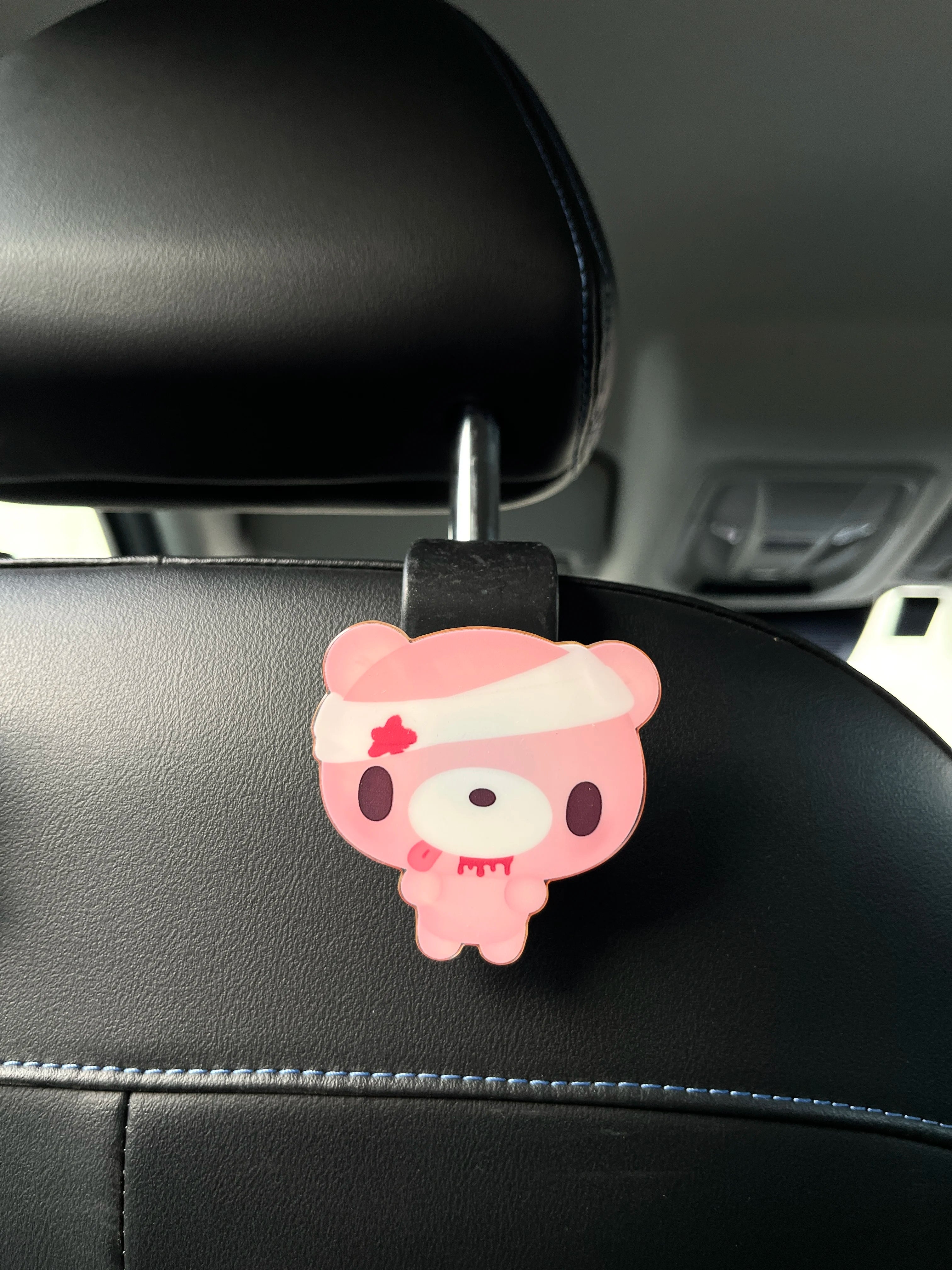 Cute Pink Bear Car Headrest Hooks - Back Seat Storage Organizer for Purse Bag & Trash - Universal Vehicle Accessories