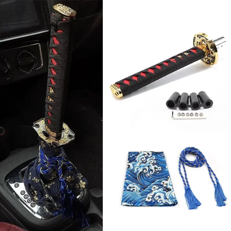 Universal Dust Cover Shift Knob Collars with Adapters JDM Katana Sword Shift Knob Shifter Car Gear Lever Car Decoration Tools