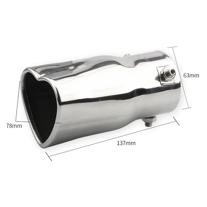 1PCS Universal stainless steel Heart shaped tail throat 63mm/2.5'' tail pipe muffler Car Muffler Tail Throat Modification