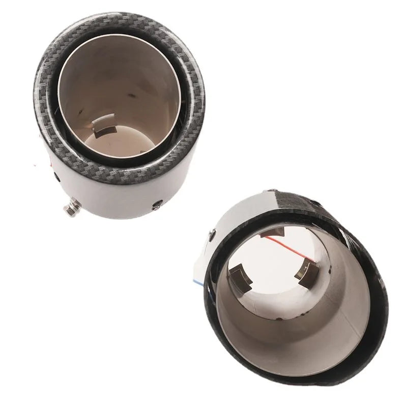 Auto Accessories 63-65mm Carbon Fiber Color Car Exhaust Muffler Pipe Tip with LED Light Muffler Exhaust Car Accessories
