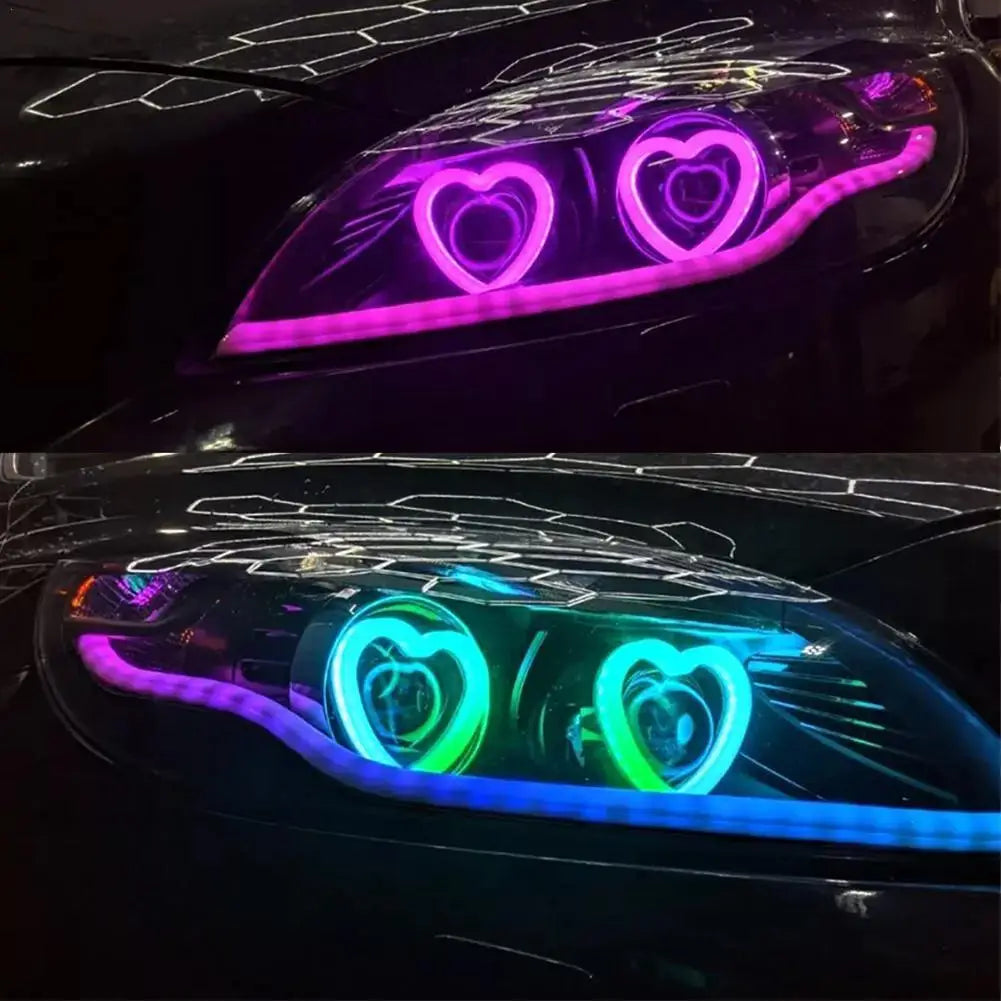 Angel Eyes RGB Heart Halo With Bluetooth Angel Eyes Halo LED DRL Turning Signal Car Accessories