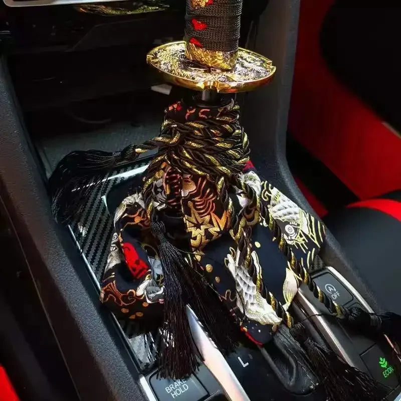 Universal Dust Cover Shift Knob Collars with Adapters JDM Katana Sword Shift Knob Shifter Car Gear Lever Car Decoration Tools