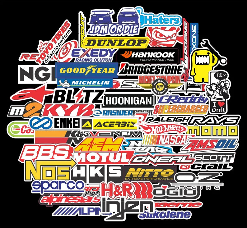 JDM Racing Car Stickers Pack Sponsors Logos Team Racing Sports Drift Motorcycle Nascar motorbike car Stickers skateboard bumper decal